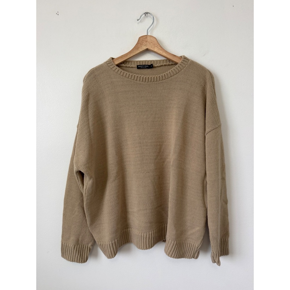 Nasty Gal‎ Collection Tan Long Sleeve Sweater – Size Large – Good Used Condition